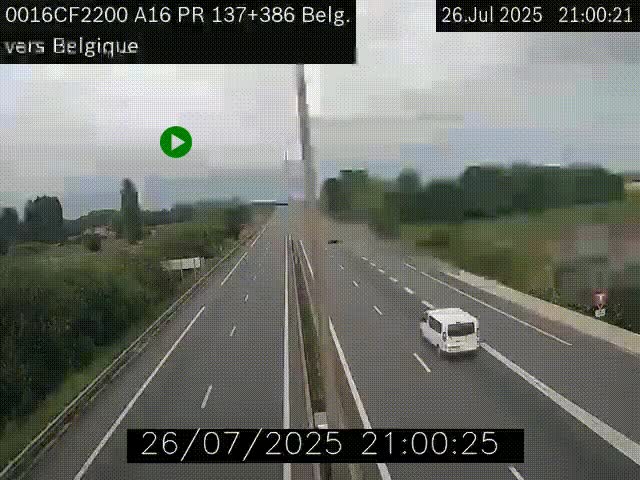 <h2>Webcam à la frontière franco-belge au niveau de Bray-Dunes/De-Panne sur l'autoroute A16. Vue orientée vers la Belgique</h2>