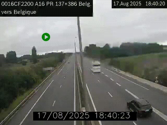 <h2>Webcam à la frontière franco-belge au niveau de Bray-Dunes/De-Panne sur l'autoroute A16. Vue orientée vers la Belgique</h2>