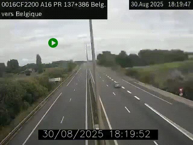 <h2>Webcam à la frontière franco-belge au niveau de Bray-Dunes/De-Panne sur l'autoroute A16. Vue orientée vers la Belgique</h2>