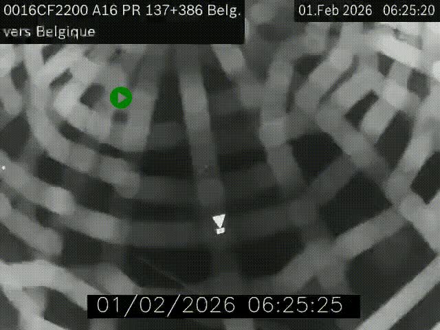 <h2>Webcam à la frontière franco-belge au niveau de Bray-Dunes/De-Panne sur l'autoroute A16. Vue orientée vers la Belgique</h2>