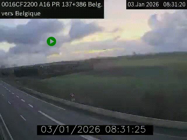 <h2>Webcam à la frontière franco-belge au niveau de Bray-Dunes/De-Panne sur l'autoroute A16. Vue orientée vers la Belgique</h2>