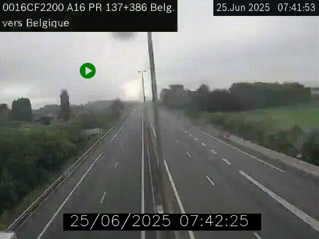 <h2>Webcam à la frontière franco-belge au niveau de Bray-Dunes/De-Panne sur l'autoroute A16. Vue orientée vers la Belgique</h2>