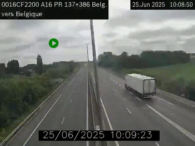 <h2>Webcam à la frontière franco-belge au niveau de Bray-Dunes/De-Panne sur l'autoroute A16. Vue orientée vers la Belgique</h2>