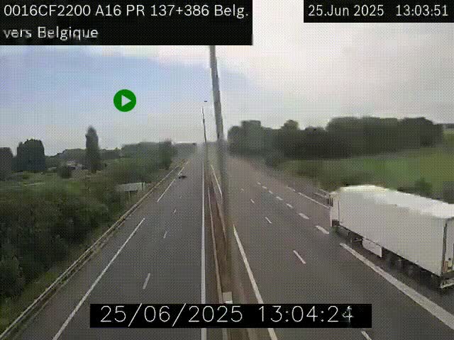 <h2>Webcam à la frontière franco-belge au niveau de Bray-Dunes/De-Panne sur l'autoroute A16. Vue orientée vers la Belgique</h2>