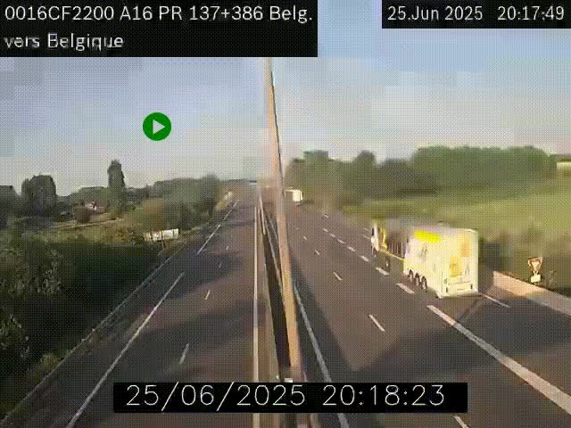 <h2>Webcam à la frontière franco-belge au niveau de Bray-Dunes/De-Panne sur l'autoroute A16. Vue orientée vers la Belgique</h2>