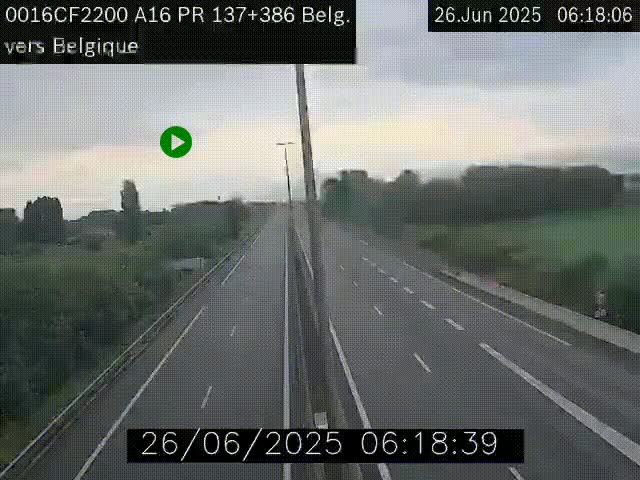 <h2>Webcam à la frontière franco-belge au niveau de Bray-Dunes/De-Panne sur l'autoroute A16. Vue orientée vers la Belgique</h2>