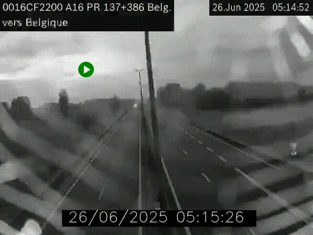 <h2>Webcam à la frontière franco-belge au niveau de Bray-Dunes/De-Panne sur l'autoroute A16. Vue orientée vers la Belgique</h2>