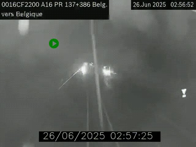 <h2>Webcam à la frontière franco-belge au niveau de Bray-Dunes/De-Panne sur l'autoroute A16. Vue orientée vers la Belgique</h2>