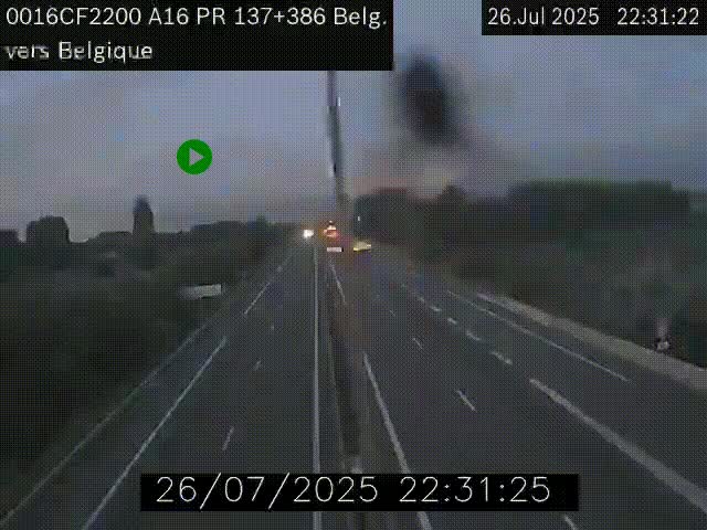 <h2>Webcam à la frontière franco-belge au niveau de Bray-Dunes/De-Panne sur l'autoroute A16. Vue orientée vers la Belgique</h2>
