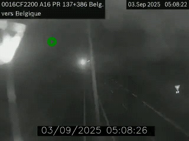 <h2>Webcam à la frontière franco-belge au niveau de Bray-Dunes/De-Panne sur l'autoroute A16. Vue orientée vers la Belgique</h2>