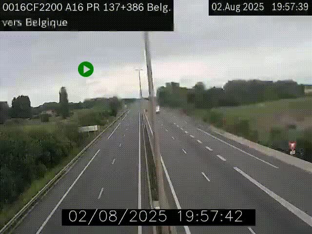 <h2>Webcam à la frontière franco-belge au niveau de Bray-Dunes/De-Panne sur l'autoroute A16. Vue orientée vers la Belgique</h2>