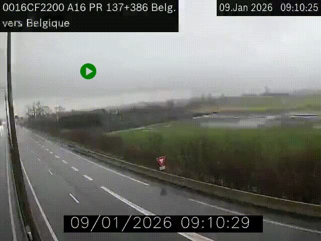 <h2>Webcam à la frontière franco-belge au niveau de Bray-Dunes/De-Panne sur l'autoroute A16. Vue orientée vers la Belgique</h2>