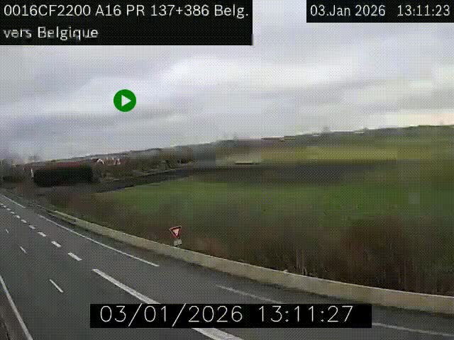 <h2>Webcam à la frontière franco-belge au niveau de Bray-Dunes/De-Panne sur l'autoroute A16. Vue orientée vers la Belgique</h2>