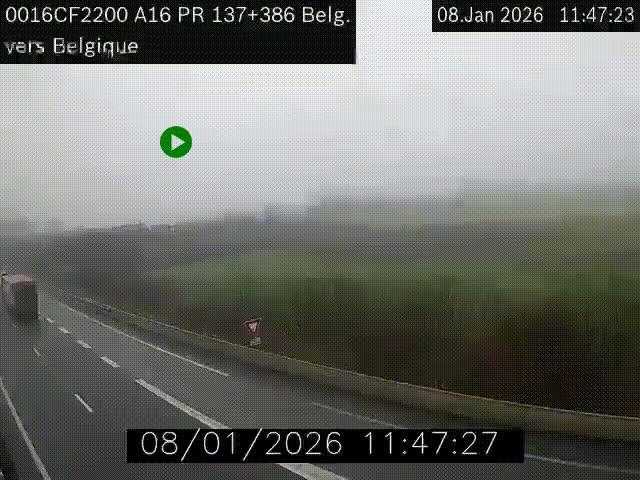 <h2>Webcam à la frontière franco-belge au niveau de Bray-Dunes/De-Panne sur l'autoroute A16. Vue orientée vers la Belgique</h2>