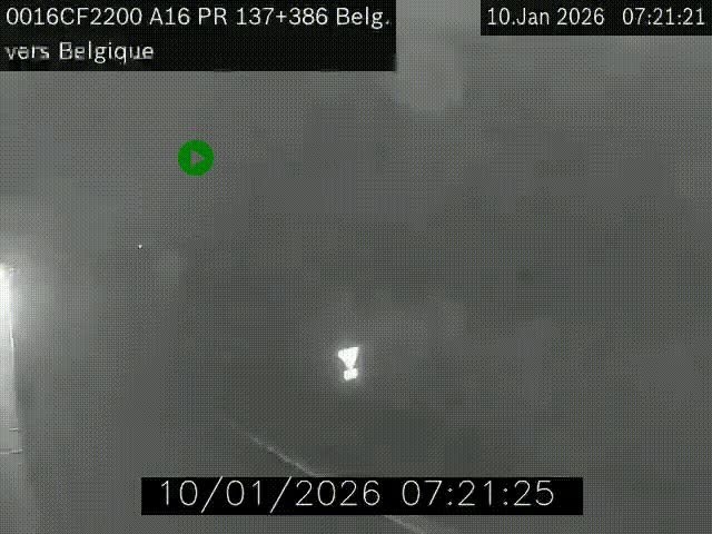 Webcam à la frontière franco-belge au niveau de Bray-Dunes/De-Panne sur l'autoroute A16. Vue orientée vers la Belgique