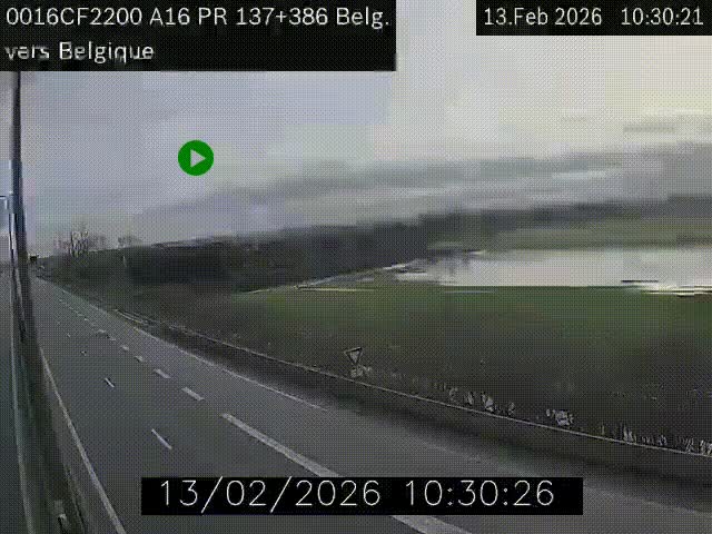 <h2>Webcam à la frontière franco-belge au niveau de Bray-Dunes/De-Panne sur l'autoroute A16. Vue orientée vers la Belgique</h2>