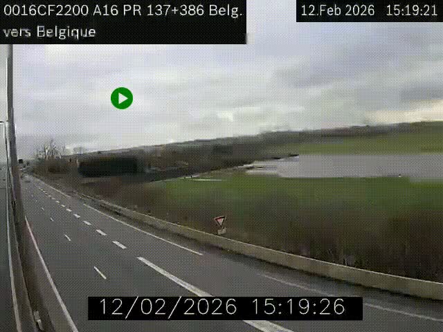 <h2>Webcam à la frontière franco-belge au niveau de Bray-Dunes/De-Panne sur l'autoroute A16. Vue orientée vers la Belgique</h2>
