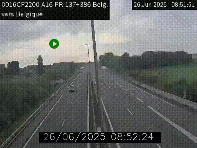 <h2>Webcam à la frontière franco-belge au niveau de Bray-Dunes/De-Panne sur l'autoroute A16. Vue orientée vers la Belgique</h2>