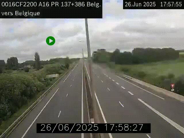 <h2>Webcam à la frontière franco-belge au niveau de Bray-Dunes/De-Panne sur l'autoroute A16. Vue orientée vers la Belgique</h2>