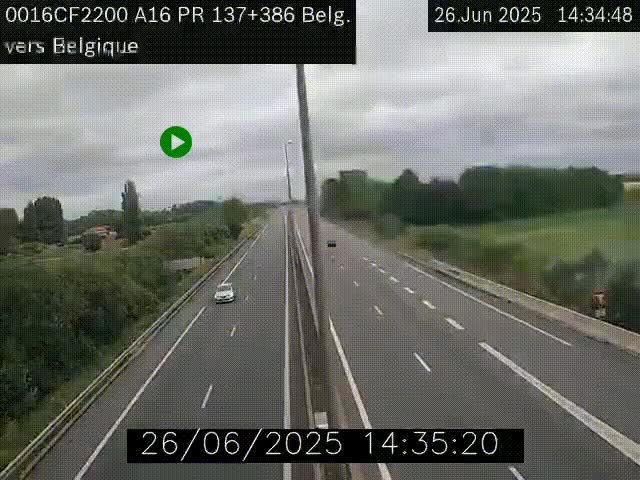 <h2>Webcam à la frontière franco-belge au niveau de Bray-Dunes/De-Panne sur l'autoroute A16. Vue orientée vers la Belgique</h2>