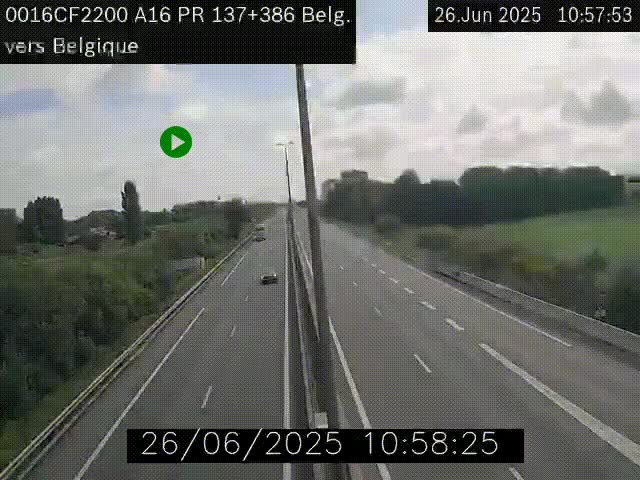 <h2>Webcam à la frontière franco-belge au niveau de Bray-Dunes/De-Panne sur l'autoroute A16. Vue orientée vers la Belgique</h2>