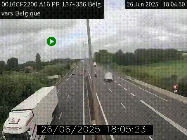<h2>Webcam à la frontière franco-belge au niveau de Bray-Dunes/De-Panne sur l'autoroute A16. Vue orientée vers la Belgique</h2>