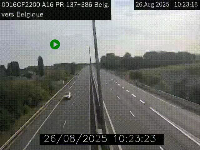 <h2>Webcam à la frontière franco-belge au niveau de Bray-Dunes/De-Panne sur l'autoroute A16. Vue orientée vers la Belgique</h2>