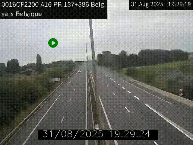 <h2>Webcam à la frontière franco-belge au niveau de Bray-Dunes/De-Panne sur l'autoroute A16. Vue orientée vers la Belgique</h2>