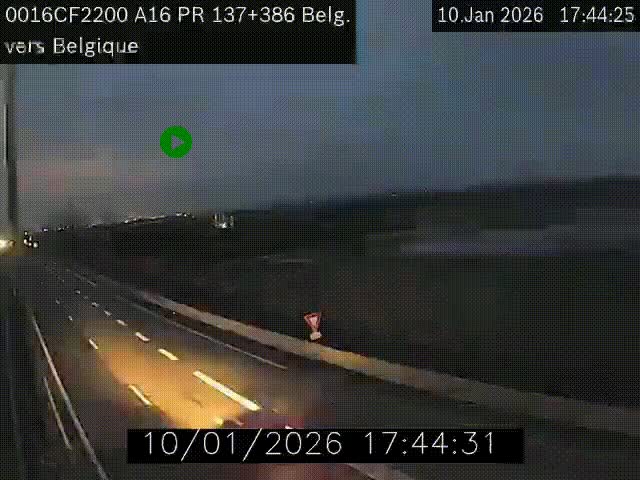 <h2>Webcam à la frontière franco-belge au niveau de Bray-Dunes/De-Panne sur l'autoroute A16. Vue orientée vers la Belgique</h2>