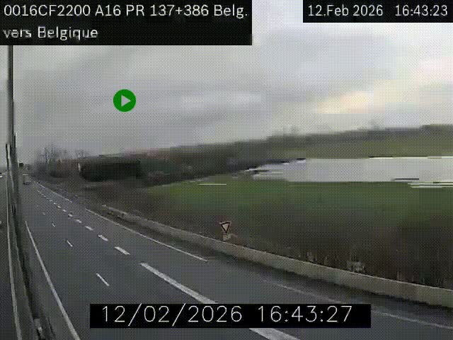 <h2>Webcam à la frontière franco-belge au niveau de Bray-Dunes/De-Panne sur l'autoroute A16. Vue orientée vers la Belgique</h2>