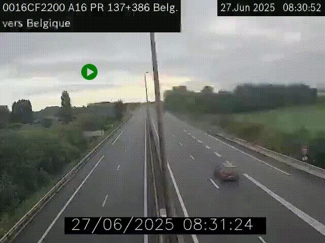 <h2>Webcam à la frontière franco-belge au niveau de Bray-Dunes/De-Panne sur l'autoroute A16. Vue orientée vers la Belgique</h2>