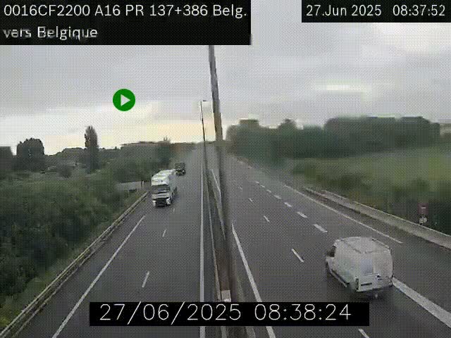<h2>Webcam à la frontière franco-belge au niveau de Bray-Dunes/De-Panne sur l'autoroute A16. Vue orientée vers la Belgique</h2>