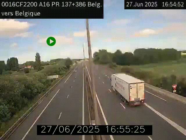 <h2>Webcam à la frontière franco-belge au niveau de Bray-Dunes/De-Panne sur l'autoroute A16. Vue orientée vers la Belgique</h2>