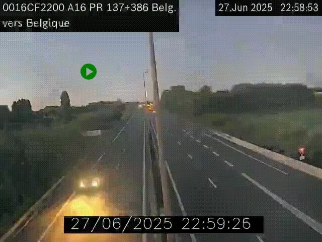 <h2>Webcam à la frontière franco-belge au niveau de Bray-Dunes/De-Panne sur l'autoroute A16. Vue orientée vers la Belgique</h2>