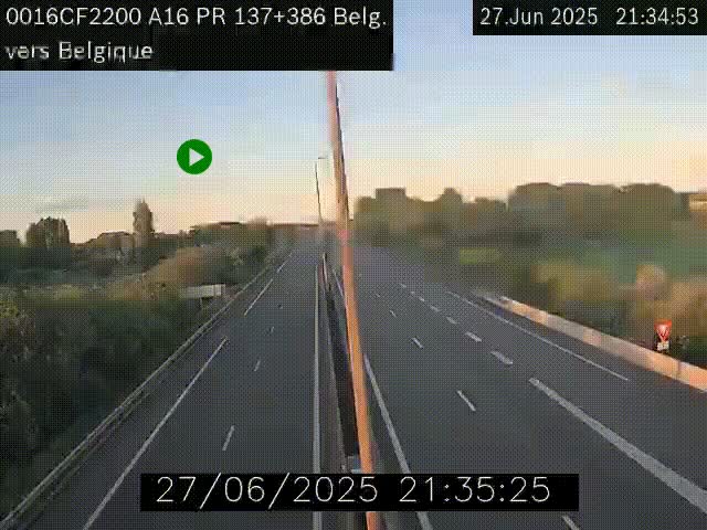 <h2>Webcam à la frontière franco-belge au niveau de Bray-Dunes/De-Panne sur l'autoroute A16. Vue orientée vers la Belgique</h2>