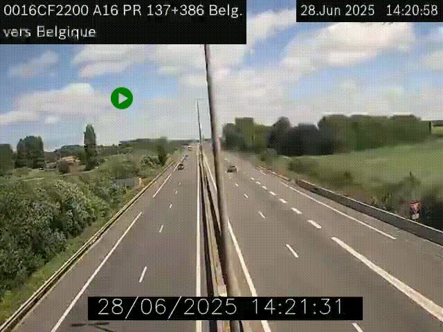 <h2>Webcam à la frontière franco-belge au niveau de Bray-Dunes/De-Panne sur l'autoroute A16. Vue orientée vers la Belgique</h2>