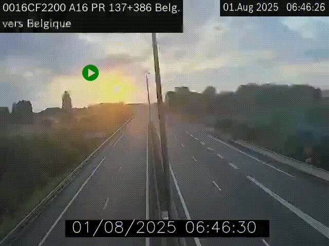 <h2>Webcam à la frontière franco-belge au niveau de Bray-Dunes/De-Panne sur l'autoroute A16. Vue orientée vers la Belgique</h2>