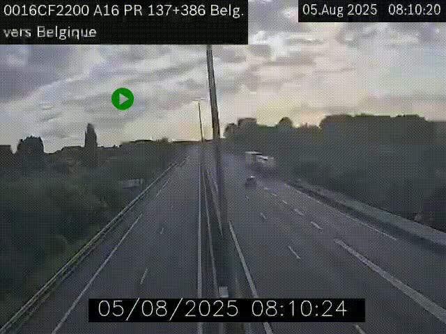 <h2>Webcam à la frontière franco-belge au niveau de Bray-Dunes/De-Panne sur l'autoroute A16. Vue orientée vers la Belgique</h2>