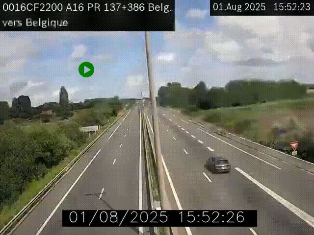 <h2>Webcam à la frontière franco-belge au niveau de Bray-Dunes/De-Panne sur l'autoroute A16. Vue orientée vers la Belgique</h2>