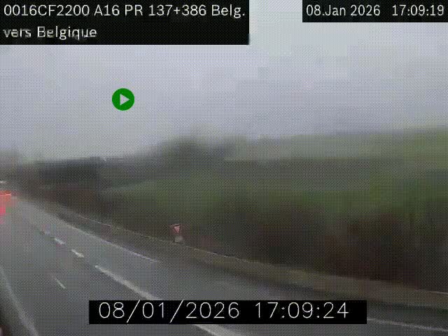 <h2>Webcam à la frontière franco-belge au niveau de Bray-Dunes/De-Panne sur l'autoroute A16. Vue orientée vers la Belgique</h2>