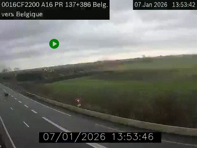 <h2>Webcam à la frontière franco-belge au niveau de Bray-Dunes/De-Panne sur l'autoroute A16. Vue orientée vers la Belgique</h2>