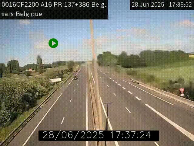 <h2>Webcam à la frontière franco-belge au niveau de Bray-Dunes/De-Panne sur l'autoroute A16. Vue orientée vers la Belgique</h2>