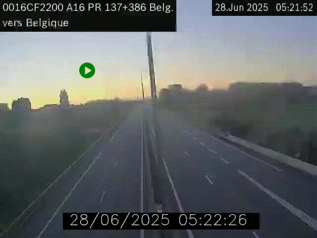 <h2>Webcam à la frontière franco-belge au niveau de Bray-Dunes/De-Panne sur l'autoroute A16. Vue orientée vers la Belgique</h2>