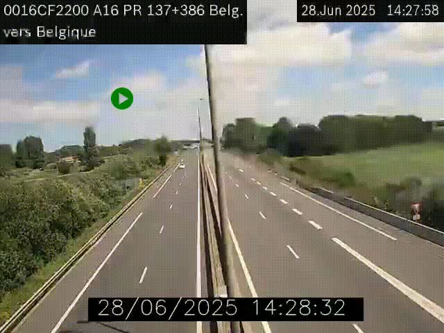 <h2>Webcam à la frontière franco-belge au niveau de Bray-Dunes/De-Panne sur l'autoroute A16. Vue orientée vers la Belgique</h2>