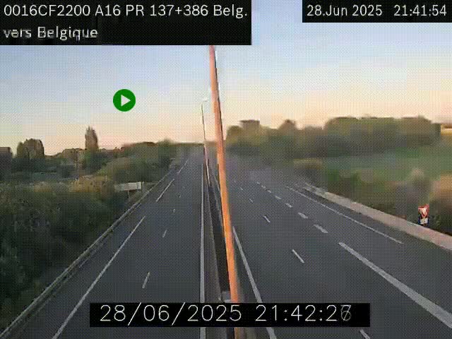 <h2>Webcam à la frontière franco-belge au niveau de Bray-Dunes/De-Panne sur l'autoroute A16. Vue orientée vers la Belgique</h2>