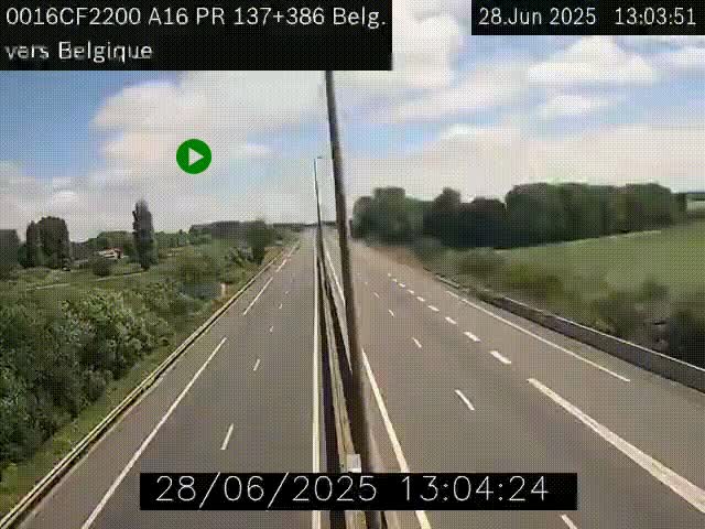 <h2>Webcam à la frontière franco-belge au niveau de Bray-Dunes/De-Panne sur l'autoroute A16. Vue orientée vers la Belgique</h2>