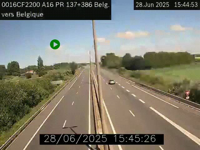 <h2>Webcam à la frontière franco-belge au niveau de Bray-Dunes/De-Panne sur l'autoroute A16. Vue orientée vers la Belgique</h2>