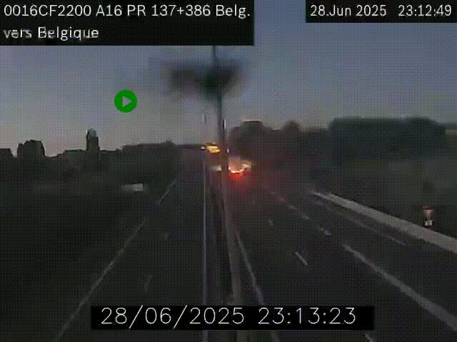 <h2>Webcam à la frontière franco-belge au niveau de Bray-Dunes/De-Panne sur l'autoroute A16. Vue orientée vers la Belgique</h2>