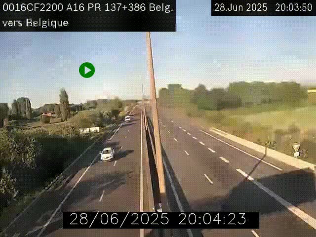 <h2>Webcam à la frontière franco-belge au niveau de Bray-Dunes/De-Panne sur l'autoroute A16. Vue orientée vers la Belgique</h2>