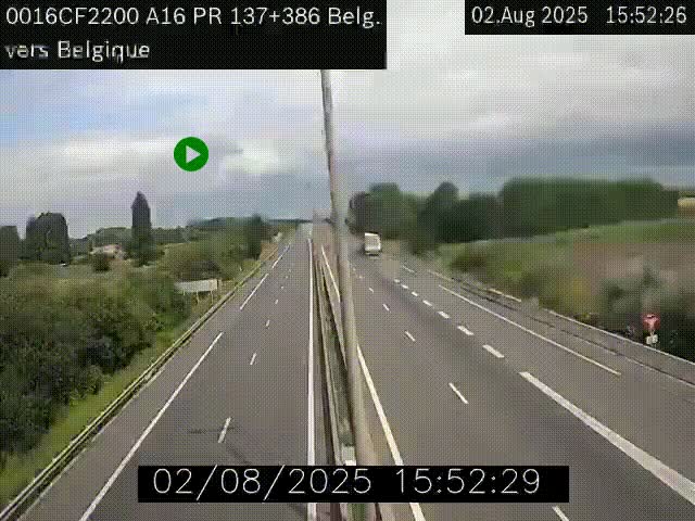<h2>Webcam à la frontière franco-belge au niveau de Bray-Dunes/De-Panne sur l'autoroute A16. Vue orientée vers la Belgique</h2>